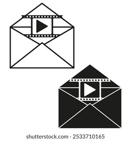 Video Sobre con. Icono de mensaje multimedia. Abra el símbolo de correo. Forma de Vector simple.