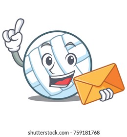 With envelope volley ball character cartoon