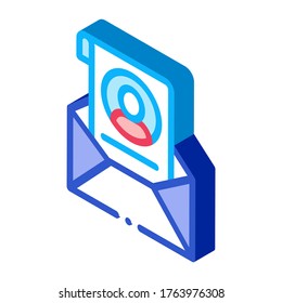 Envelope with Voter Information Sheet Icon Vector. Isometric Envelope with Voter Information Sheet sign. color isolated symbol illustration