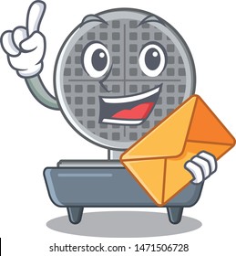 With envelope waffle iron isolated in the cartoon