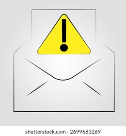 Sobre con signo de advertencia – Ilustración vectorial de alerta urgente por correo

