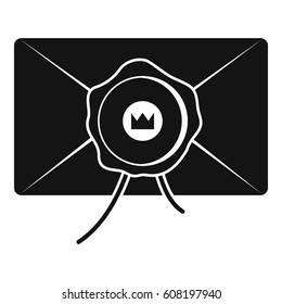 Envelope with wax seal icon. Simple illustration of envelope with wax seal vector icon for web