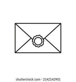 Envelope with wax seal icon. Vector. Line style.