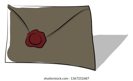 Envelope with wax seal vector or color illustration