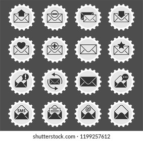 envelope web icons stylized postage stamp for user interface design