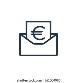 envelope web thin line icon on white background;  minimalistic office