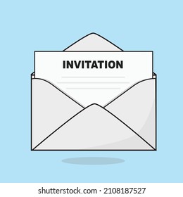 envelope white with letter flat design vector illustration. RSVP envelope inivitation with envelope vector, you are invited