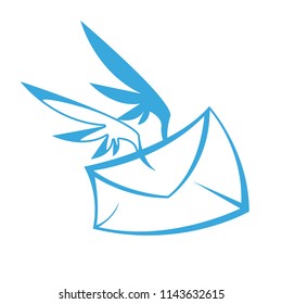 Envelope with wings - delivery of letters