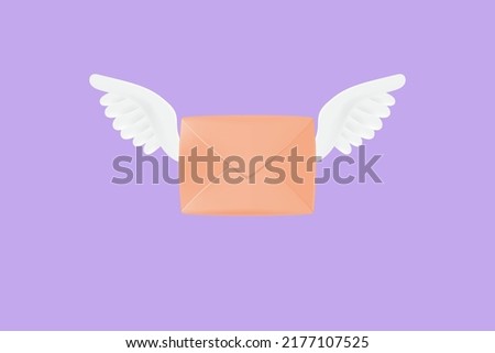 Envelope with wings, fast response, incoming mail notify, newsletter, and online email concept. 3d vector illustration.