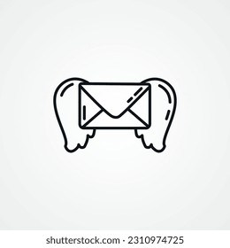 Envelope with wings icon. mail envelope with wings line icon