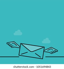 Envelope with wings indicative of the fast vector