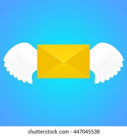 Envelope with wings. Isolated, vector eps 10.