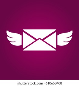 Envelope with wings, love and heart. Valentine's Day.