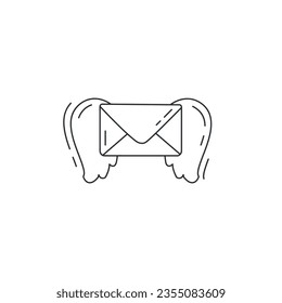 Envelope with wings thin line icon. mail flying icon