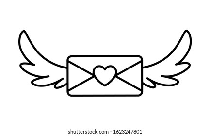 envelope with wings in white background vector illustration design