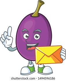 With envelope winne fruit with mascot for beverage