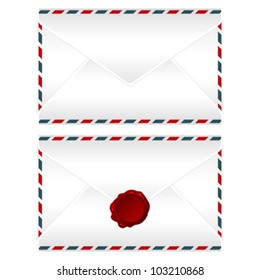 Envelope with and without wax seal over white