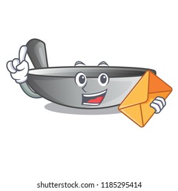 With envelope wok frying pan utensil kitchenware cartoon