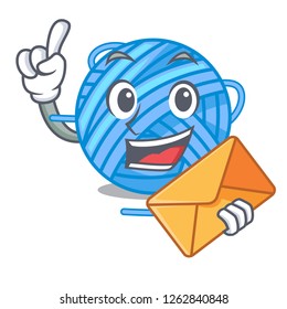 With envelope wool balls isolated on a mascot
