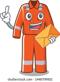 With envelope working overalls isolated in the mascot