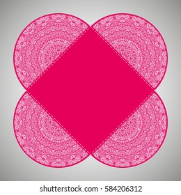envelope, wrapping, cover laser cut a mandala. Cut paper card with lace pattern. Wedding invitation, flyer and business card templates. Decorative cards for laser cutting.