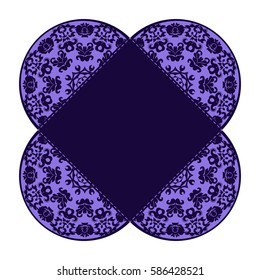 envelope, wrapping, cover laser cut a mandala. Cut paper card with lace pattern. Wedding invitation, flyer and business card templates. Decorative cards for laser cutting.