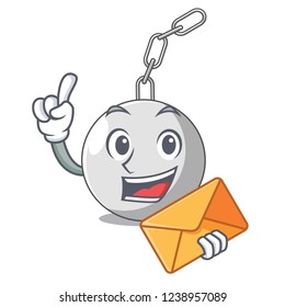 With envelope wrecking ball hanging from chain cartoon
