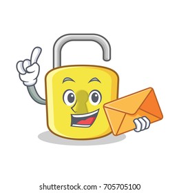 Envelope yellow lock character mascot