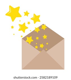 Envelope with yellow stars on a white background