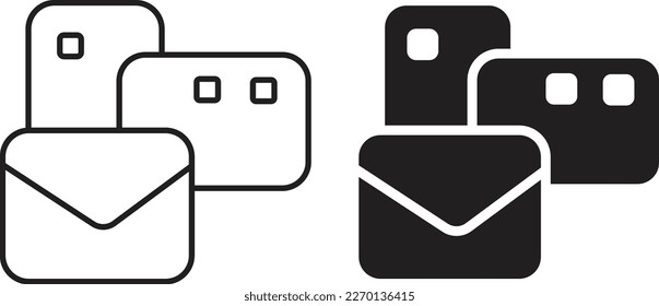envelopes bulk icon simple trendy flat style line and solid Isolated vector illustration on white background. For apps, logo, websites, symbol , UI, UX, graphic and web design. EPS 10.