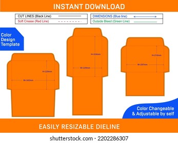 Envelopes die cut template and 3D envelopes design
