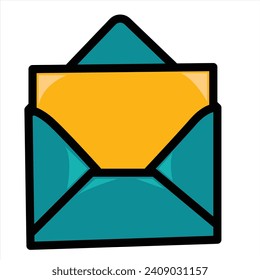 Envelopes in different positions and color. Folded and unfolded envelope mockup isolated on a white background.