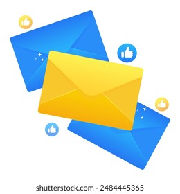 envelopes in different positions. isolated on white background. Vector illustration