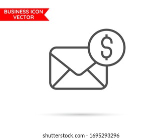 Envelopes with dollar coin Business line icon 10 eps. Flat design.