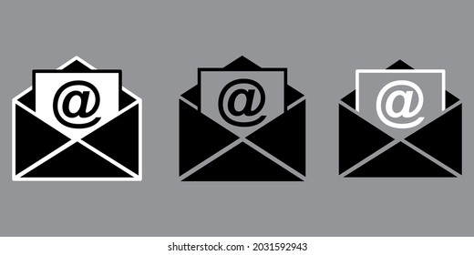 Envelopes email set. Sms chat. Communication icon. Contact page icon set. Message icon. Vector illustration. Stock image