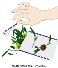 envelopes (flowers vector image plant hand )