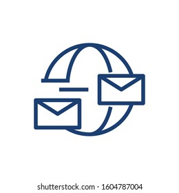 Envelopes and global sphere design, Message email mail letter marketing communication card and document theme Vector illustration