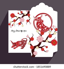 Envelopes for Happy chinese new year and luna new year 2021, year of the Ox