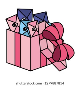 envelopes with heart in giftbox