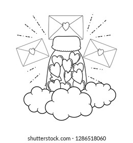 envelopes with heart with mason jar