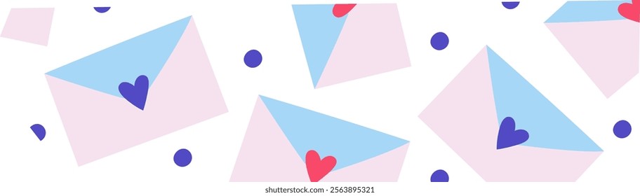 Envelopes With Hearts Ribbon Pattern Vector Illustration
