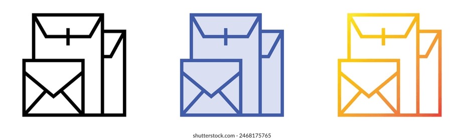 envelopes icon. Linear, Blue Fill and Gradient Style Design Isolated On White Background
