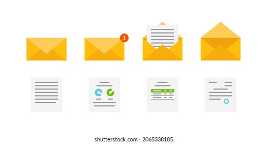 Envuelve iconos con documentos. Ilustración vectorial.
