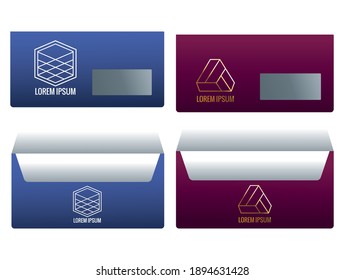 envelopes mail colors mockup branding icons vector illustration design