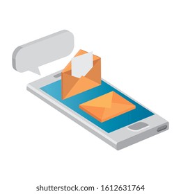 envelopes mail with smartphone isolated icon vector illustration design
