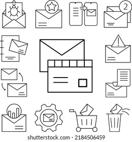 Envelopes, message icon in a collection with other items