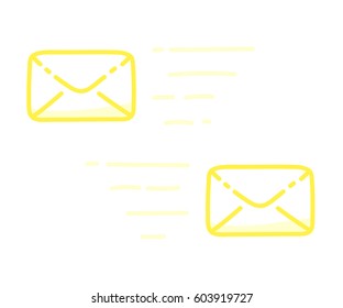 Envelopes, messages hand drawn illustration