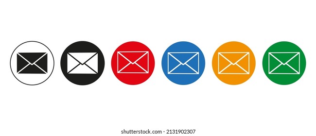 Envuelve el conjunto de iconos multicolores. Correo para Internet y dispositivos móviles. Ilustración vectorial. eps10
