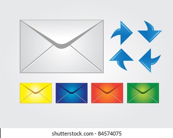 Envelopes, multiple colors, web icons, vector