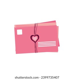 Sobres sobre fondo blanco. Celebración del Día de San Valentín